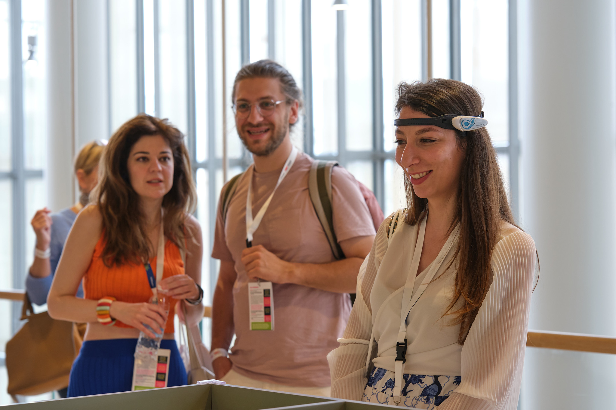 Guests at a partner activation in the foyer