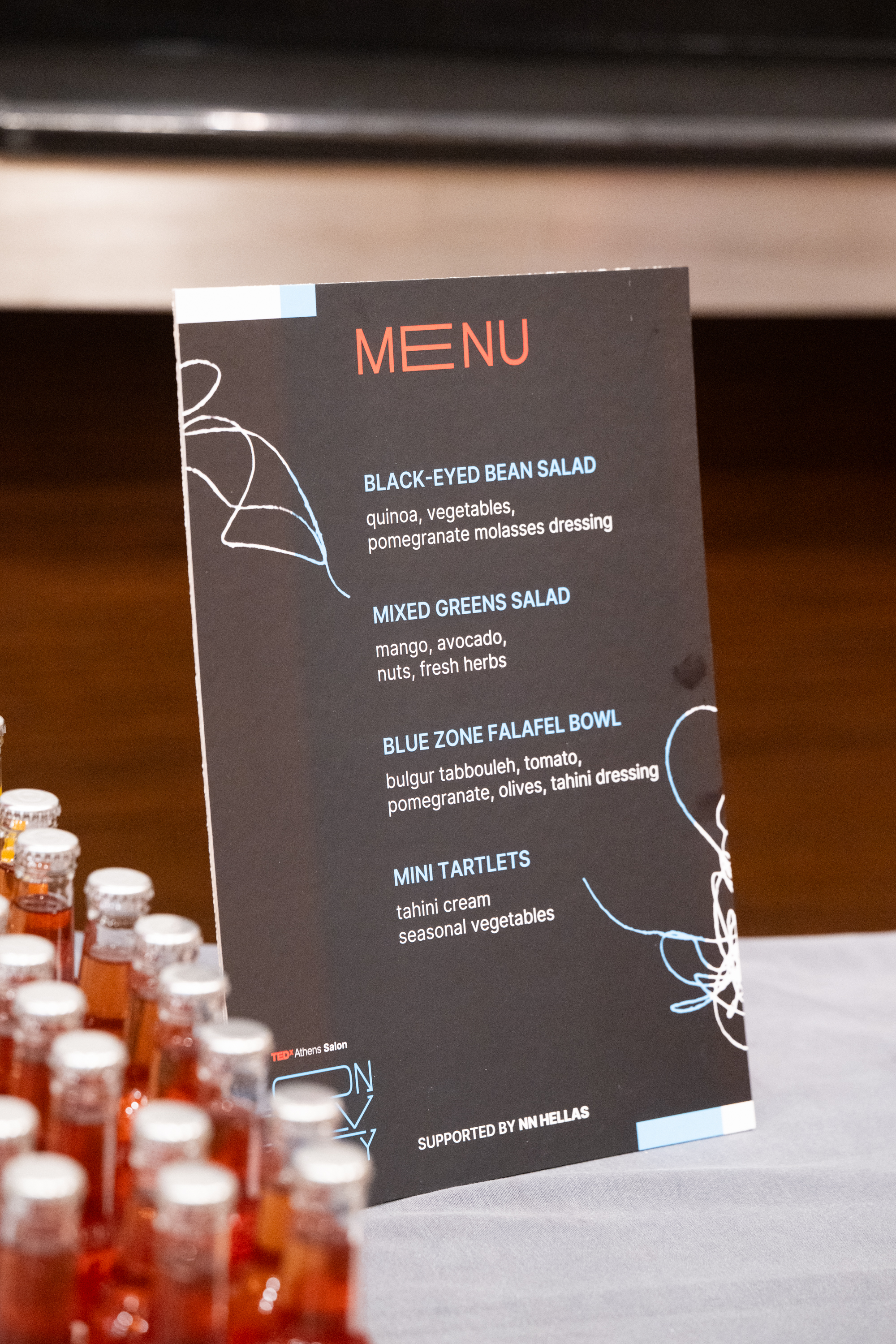 Printed menu card on the buffet table