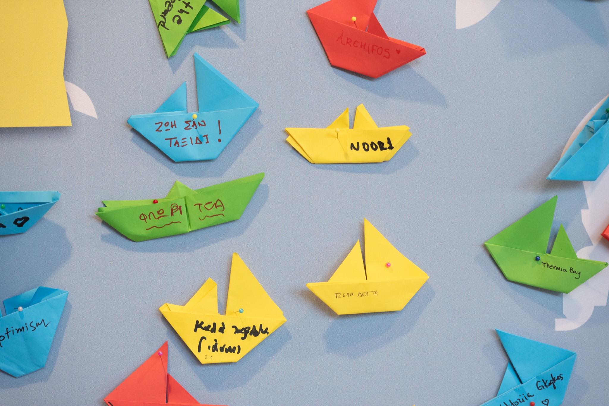 Boats with names and wishes written on them